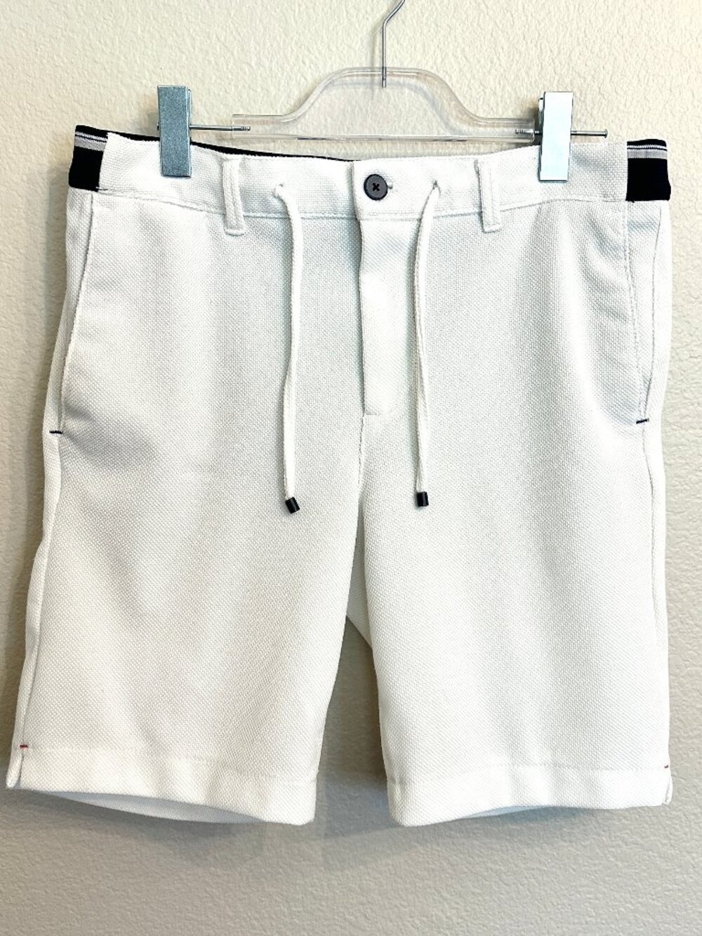 Zara White Men's Casual Drawstring Shorts with Black Accent